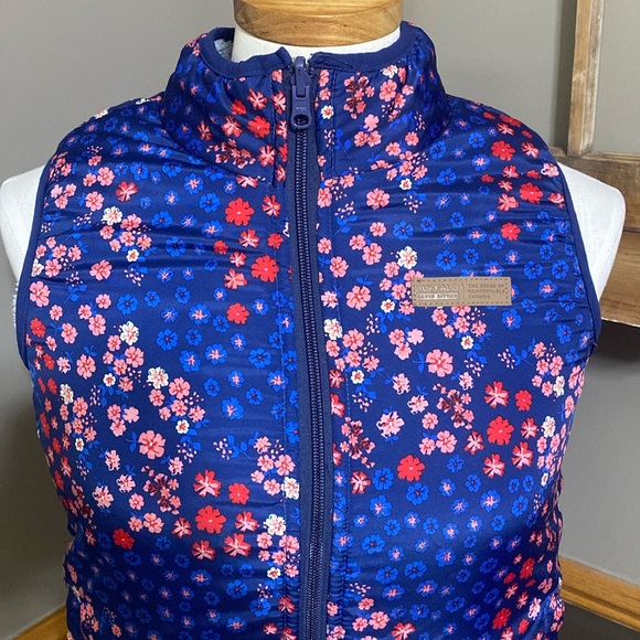 Buffalo navy blue floral & gray fleece reversible puffer vest size L - Picture 7 of 12